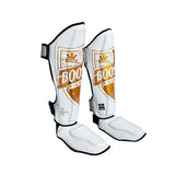 BOOSTER SHIELD 3 MUAY THAI BOXING MMA SHIN GUARD PROTECTOR COWHIDE LEATHER S-XL White Gold