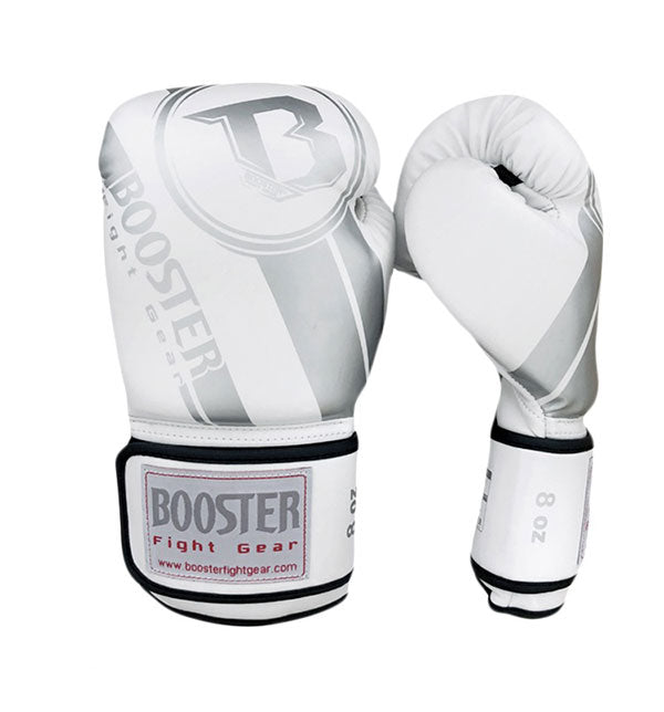 BOOSTER BEGINNER MUAY THAI BOXING GLOVES 8-14 oz White Silver – AAGsport
