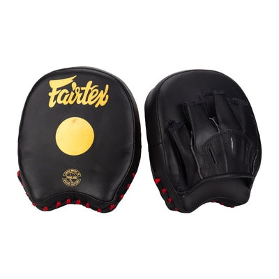 FAIRTEX FMV14 MUAY THAI BOXING MMA SHORT FOCUS MITTS PADS Black Gold