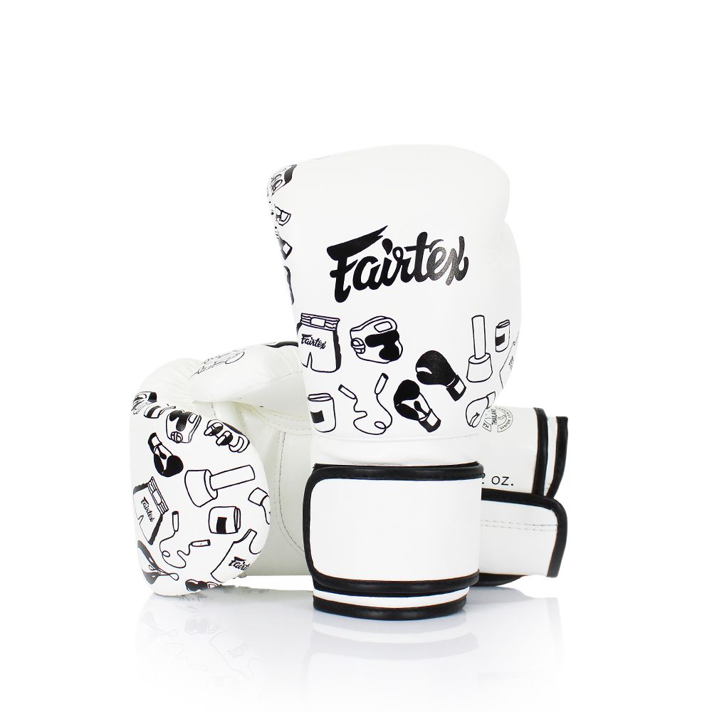 Fairtex BGV14 WHITE GRAFFITI MUAY THAI BOXING GLOVES Microfiber 8