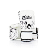 Fairtex BGV14 WHITE GRAFFITI MUAY THAI BOXING GLOVES Microfiber 8-16 oz