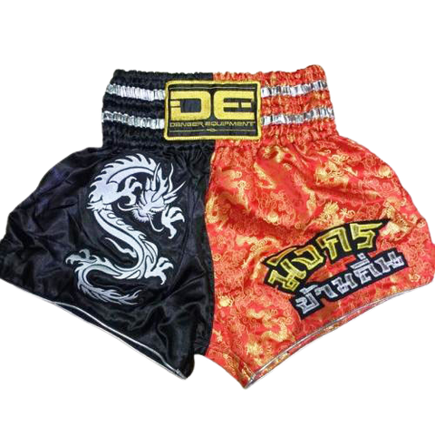 DANGER EQUIPMENT 1506 MUAY THAI BOXING Shorts XS-XXL BLACK/RED