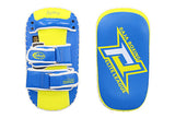 RAJA RTKP-9 MUAY THAI BOXING MMA PUNCHING AIR KICK PADS Cooltex PU Leather 36 x 20 x 9 cm Blue Yellow