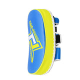 RAJA RTKP-9 MUAY THAI BOXING MMA PUNCHING AIR KICK PADS Cooltex PU Leather 36 x 20 x 9 cm Blue Yellow