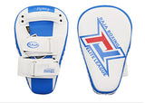 RAJA RTMP-9 MUAY THAI BOXEN MMA PUNCHING AIR LONG FOCUS MITTS KICK PADS Cooltex PU Leder 35,5 x 22,5 x 7 cm Weiß Blau