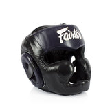 FAIRTEX DIAGONAL VISION HG13 Lace-Up SPARRING HEADGEAR HEAD GUARD PROTECTOR M-XL Black Blue