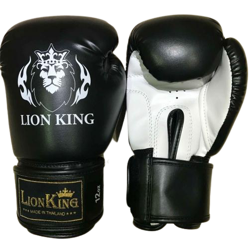LION KING 2288 MUAY THAI  BOXING GLOVES 8-16 oz Black
