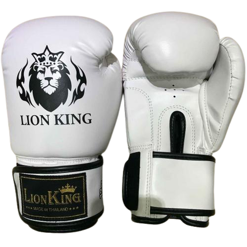 LION KING 2289 MUAY THAI  BOXING GLOVES 8-16 oz White