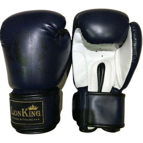 LION KING 2707 MUAY THAI  BOXING GLOVES 8-16 oz Black