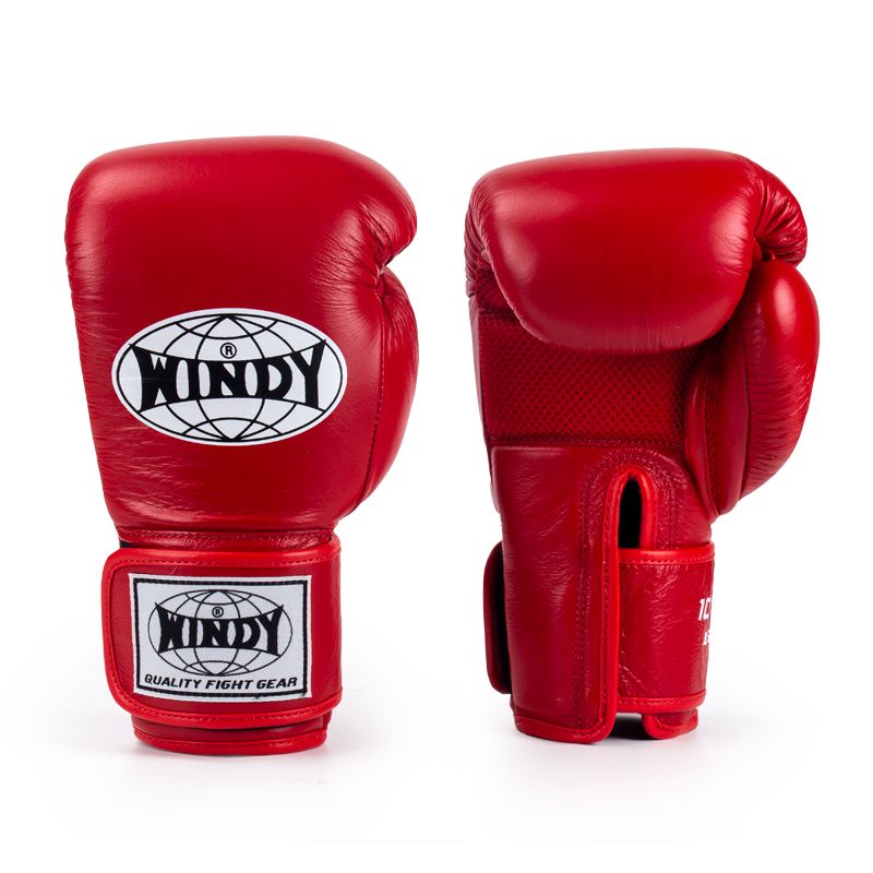 WINDY BGN CLIMACOOL MUAY THAI BOXHANDSCHUHE Rindsleder 8-14 oz Rot – AAGsport
