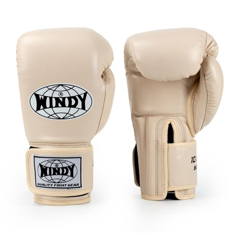 WINDY BGP MUAY THAI BOXING GLOVES SYNTHETIC LEATHER 8-14 oz Beige