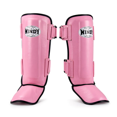 WINDY LPL1 MUAY THAI BOXING MMA SPARRING SHIN GUARD PROTECTOR Leather S-XL Pink