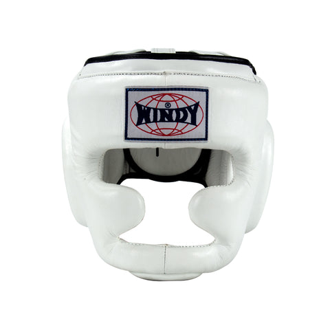 WINDY HP3 MUAY THAI BOXING SPARRING HEADGEAR HEAD GUARD PROTECTOR Leather S-XL White