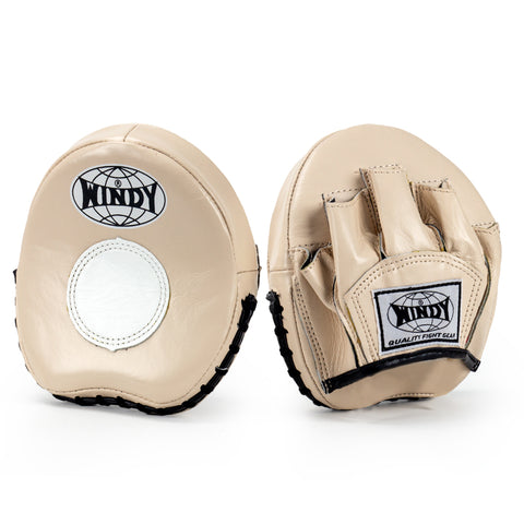 WINDY AGILITY PP12 MUAY THAI BOXING MMA SHORT FOCUS MITTS PADS BEIGE
