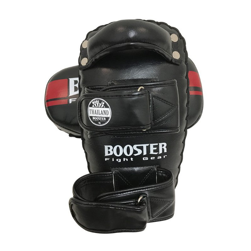 BOOSTER MUAY THAI BOXING MMA PAOS CURVED FOCUS MITTS PADS Leather Black Red