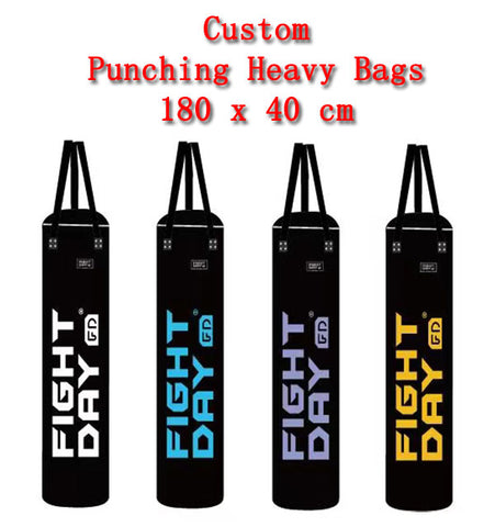 FIGHTDAY CUSTOM MADE FREE LOGO/TEXT MUAY THAI BOXING MMA PUNCHING HEAVY BANANA BAG - UNFILLED  40 dia x 180 cm Vary Colours