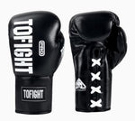 TOFIGHT PROFESSIONAL COMPETITIONS MUAY THAI BOXING GLOVES LACE UP 8-14 oz Black
