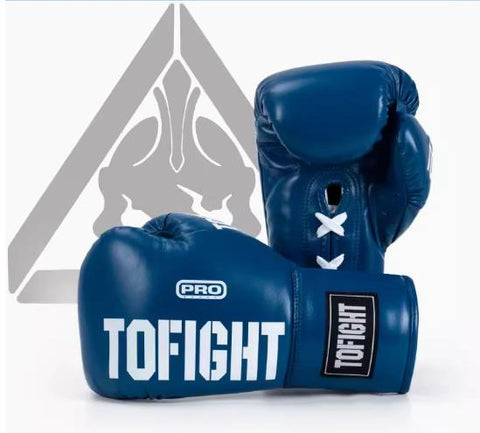 TOFIGHT PROFESSIONAL COMPETITIONS MUAY THAI BOXING GLOVES LACE UP 8-14 oz Blue