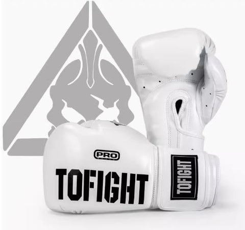 TOFIGHT PROFESSIONAL COMPETITIONS MUAY THAI BOXING GLOVES VELCRO CLOSURE 8-14 oz White