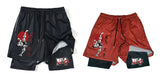 Baki Hanma Sports Gym Athletic 2-in-1 Training Shorts S-5XL Black / Red