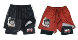 Baki Hanma Sports Gym Athletic 2-in-1 Training Shorts S-5XL Black / Red