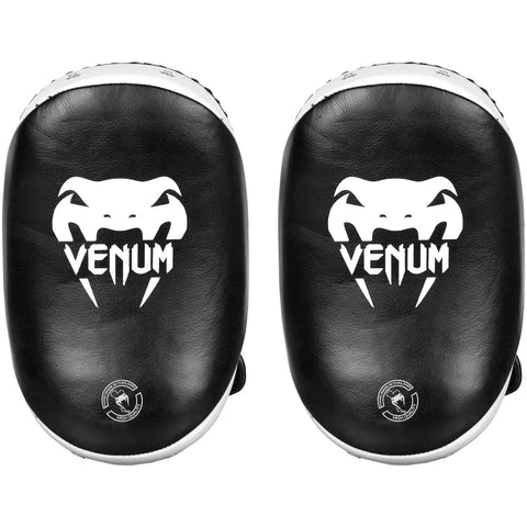 VENUM MUAY THAI BOXING MMA KICK PADS Leather Black White
