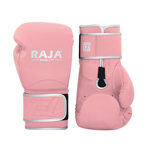RAJA MASTER 100 MUAY THAI BOXING GLOVES Leather 10-16 oz Pink