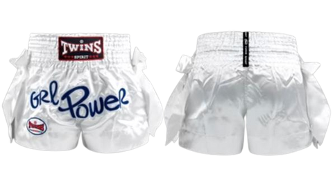 Twins Spirit 130 Girl Power MUAY THAI MMA BOXING Shorts S-XL White