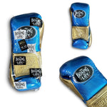 No Boxing No Life Hecho En Mexico Boxing Gloves Lace Up Mexico Togo Leather 10-14 oz Blue Gold