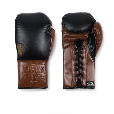 No Boxing No Life Hechc En Mexico Boxing Gloves Lace Up Cowhide Leather 8-16 oz Vintage Black Brown