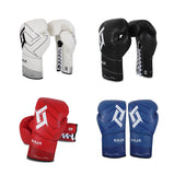 RAJA 100M PROFESSIONAL MUAY THAI BOXING GLOVES LACE UP Leather 10-12 oz 4 Colours