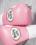 No Boxing No Life Hecho En Mexico Boxing Gloves Lace Up Mexico Togo Leather 10-14 oz Pink White