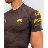 UFC Fusion by Venum Fight Week Men's Performance Short Sleeve Rashguard M-XL Earthen Brown