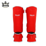 RAJA MASTER-100 MUAY THAI BOXING MMA SPARRING SHIN GUARD PROTECTOR COWHIDE LEATHER Size M-XL Red