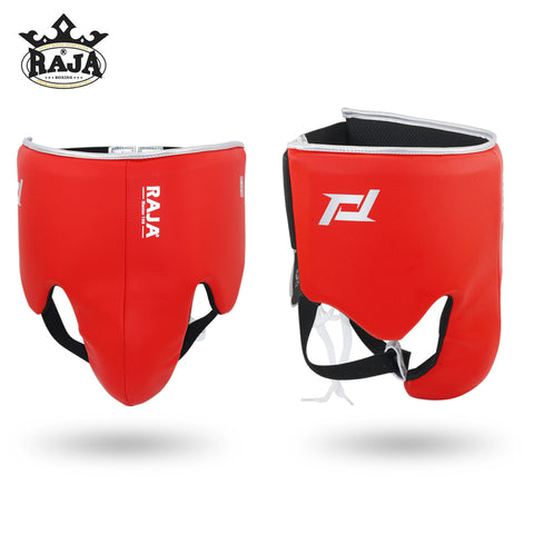 RAJA MASTER-100 BOXING SPARRING GROIN GUARD PROTECTOR Cowhide Leather Size M-XL Red