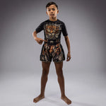 Venum-05378-117 Tiger Kids MUAY THAI BOXING Shorts 8-14 yrs Black Neon Orange