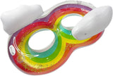 Inflatable Rainbow Dreams Double Swim Tube Pool Water Float with Air Pump 168x116 cm