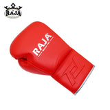 RAJA MASTER 100 PROFESSIONAL MUAY THAI BOXING GLOVES LACE UP Leather 10-12 oz Red
