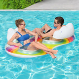 Inflatable Rainbow Dreams Double Swim Tube Pool Water Float with Air Pump 168x116 cm