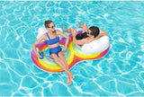 Inflatable Rainbow Dreams Double Swim Tube Pool Water Float with Air Pump 168x116 cm