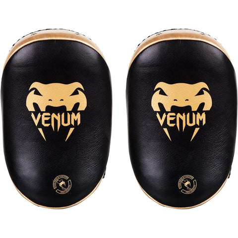 VENUM MUAY THAI BOXING MMA KICK PADS Leather Black Gold
