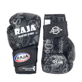 RAJA C100S LATEX AIR SAC MUAY THAI BOXING GLOVES Kids Size 6 / 6plus oz Black