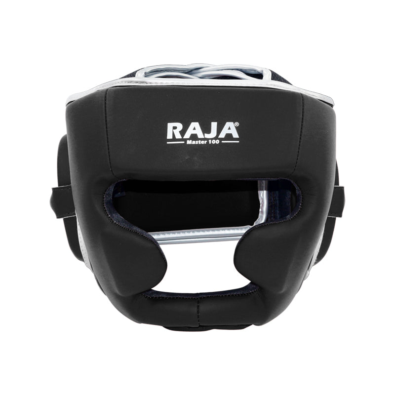 RAJA MASTER-100 MUAY THAI BOXING MMA HEADGEAR HEAD GUARD PROTECTOR Cowhide Leather M-XL Black
