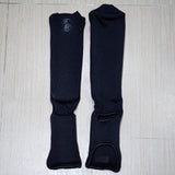 VENUM-0480-114 KONTACT ELASTIC MUAY THAI BOXING MMA SHIN GUARD PROTECTOR Baumwolle Größe Freie Schwarz Schwarz