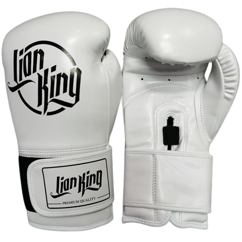 LION KING 0244 MUAY THAI  BOXING GLOVES 2.0 8-12 oz White