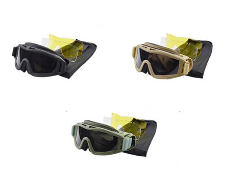 Airsoft Tactical Military Motorcycle Hunting Protection Goggles Anti Fog Glasses 3 Lenses 3 Colours ATGM001