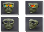 Airsoft Tactical Military Motorcycle Hunting Protection Goggle Skull Full Face Mask Army Green 3 Colours Lenses ATGM014