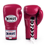Windy BGL Classic Lace Up MUAY THAI BOXING GLOVES Cowhide Leather 8-16 oz Dark Pink