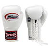 TWINS SPIRIT PROFESSIONAL COMPETITIONS MUAY THAI BOXING GLOVES LACES UP LEATHER 6 oz BGLL-1 WHITE