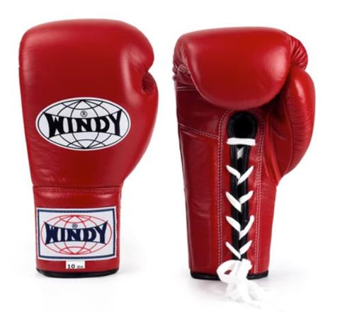Windy BGL Classic Lace Up MUAY THAI BOXING GLOVES Cowhide Leather 8-16 oz Red